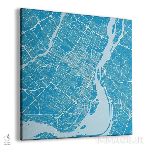 تابلو نقشه راههای شهری مونترال (آبی) اثر اوربانمپ (نقشه شهری؛ استودیو نقشه یا طراح) - نمای پرسپکتیو محصول