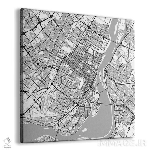 تابلو نقشه راههای شهری مونترال (سفید) اثر اوربانمپ (نقشه شهری؛ استودیو نقشه یا طراح) - نمای پرسپکتیو محصول