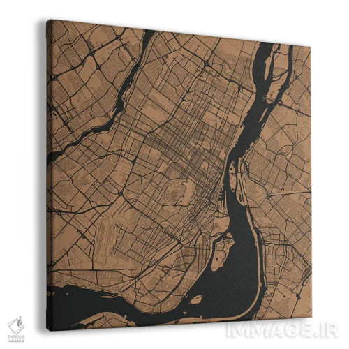 تابلو نقشه راههای شهری مونترال (طلایی) اثر اوربانمپ (نقشه شهری؛ استودیو نقشه یا طراح) - نمای پرسپکتیو محصول