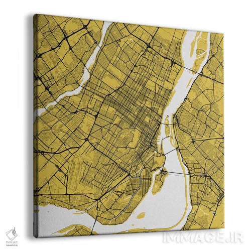 تابلو نقشه راههای شهری مونترال (زرد) اثر اوربانمپ (نقشه شهری؛ استودیو نقشه یا طراح) - نمای پرسپکتیو محصول