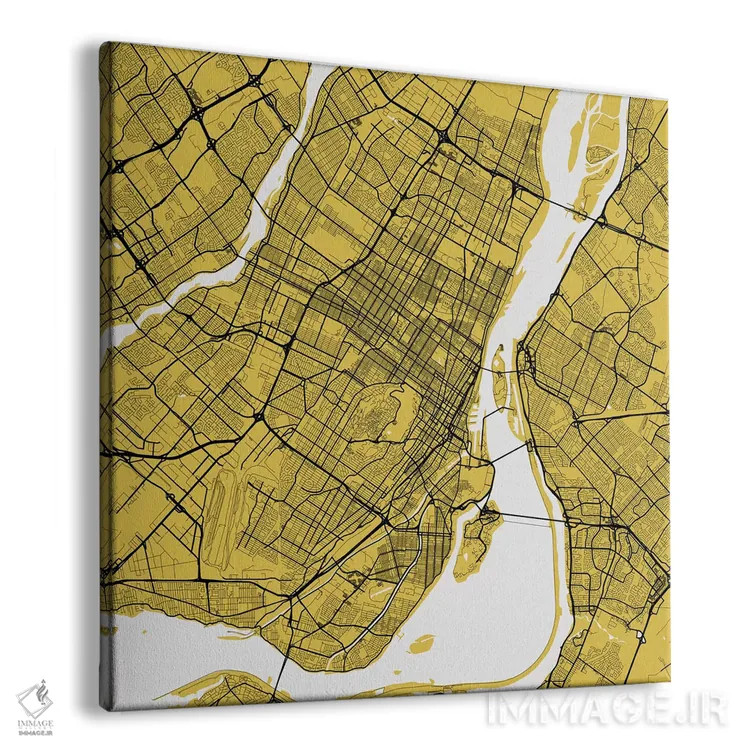 تابلو نقشه راههای شهری مونترال (زرد) اثر اوربانمپ (نقشه شهری؛ استودیو نقشه یا طراح) - نمای پرسپکتیو محصول
