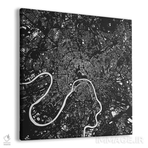 تابلو نقشه شهری مسکو (سیاه) اثر اوربانمپ (نقشه شهری؛ استودیو نقشه یا طراح) - نمای پرسپکتیو محصول