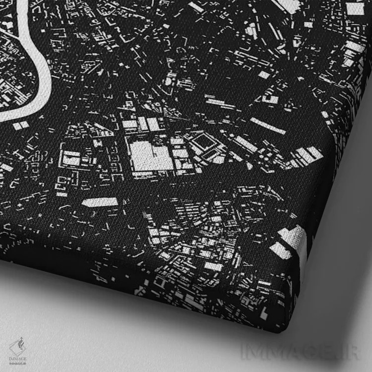 تابلو نقشه شهری مسکو (سیاه) اثر اوربانمپ (نقشه شهری؛ استودیو نقشه یا طراح) - نمای نزدیک بافت بوم