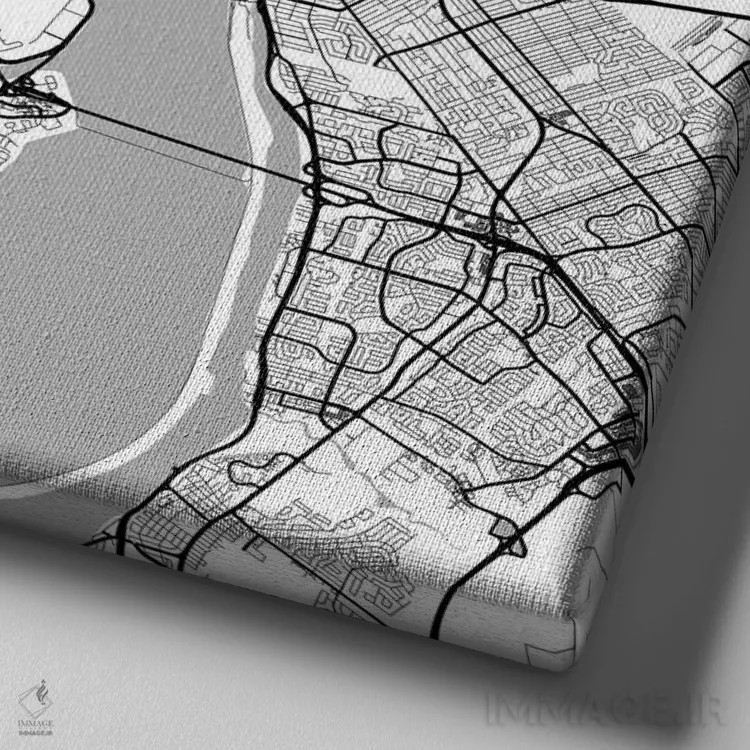 تابلو نقشه راههای شهری مونترال (سفید) اثر اوربانمپ (نقشه شهری؛ استودیو نقشه یا طراح) - نمای نزدیک بافت بوم