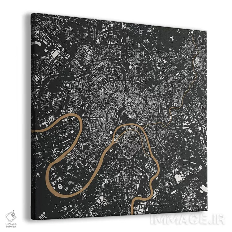 تابلو نقشه شهری مسکو (طلایی) اثر اوربانمپ (نقشه شهری؛ استودیو نقشه یا طراح) - نمای پرسپکتیو محصول