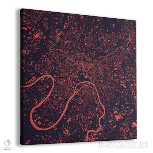 تابلو نقشه شهری مسکو (شب بنفش) اثر اوربانمپ (نقشه شهری؛ استودیو نقشه یا طراح) - نمای پرسپکتیو محصول