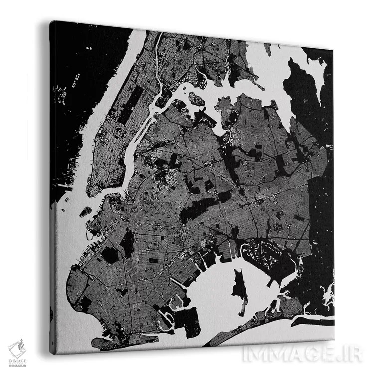 تابلو نقشه شهری نیویورک (سیاه) اثر اوربانمپ (نقشه شهری؛ استودیو نقشه یا طراح) - نمای پرسپکتیو محصول