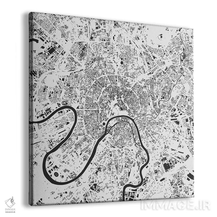 تابلو نقشه شهری مسکو (سفید) اثر اوربانمپ (نقشه شهری؛ استودیو نقشه یا طراح) - نمای پرسپکتیو محصول