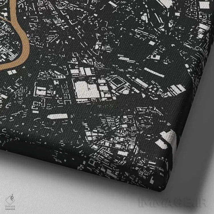 تابلو نقشه شهری مسکو (طلایی) اثر اوربانمپ (نقشه شهری؛ استودیو نقشه یا طراح) - نمای نزدیک بافت بوم