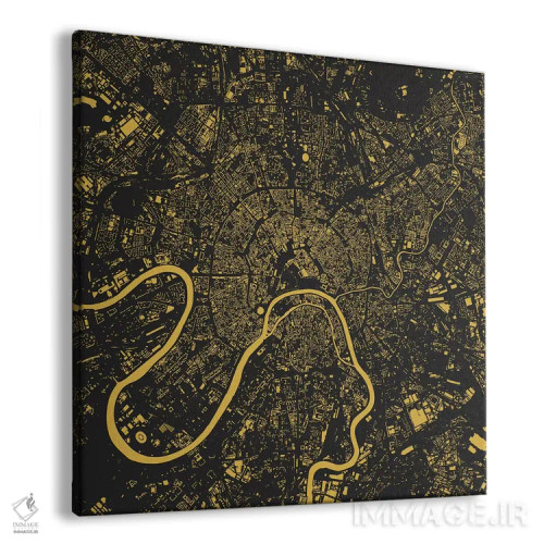 تابلو نقشه شهری مسکو (زرد) اثر اوربانمپ (نقشه شهری؛ استودیو نقشه یا طراح) - نمای پرسپکتیو محصول