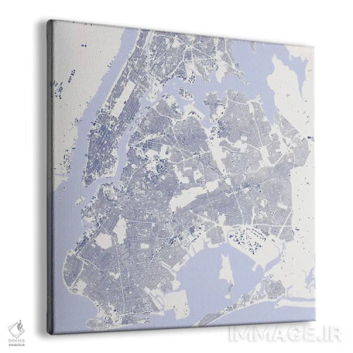تابلو نقشه شهری نیویورک (آبی) اثر اوربانمپ (نقشه شهری؛ استودیو نقشه یا طراح) - نمای پرسپکتیو محصول