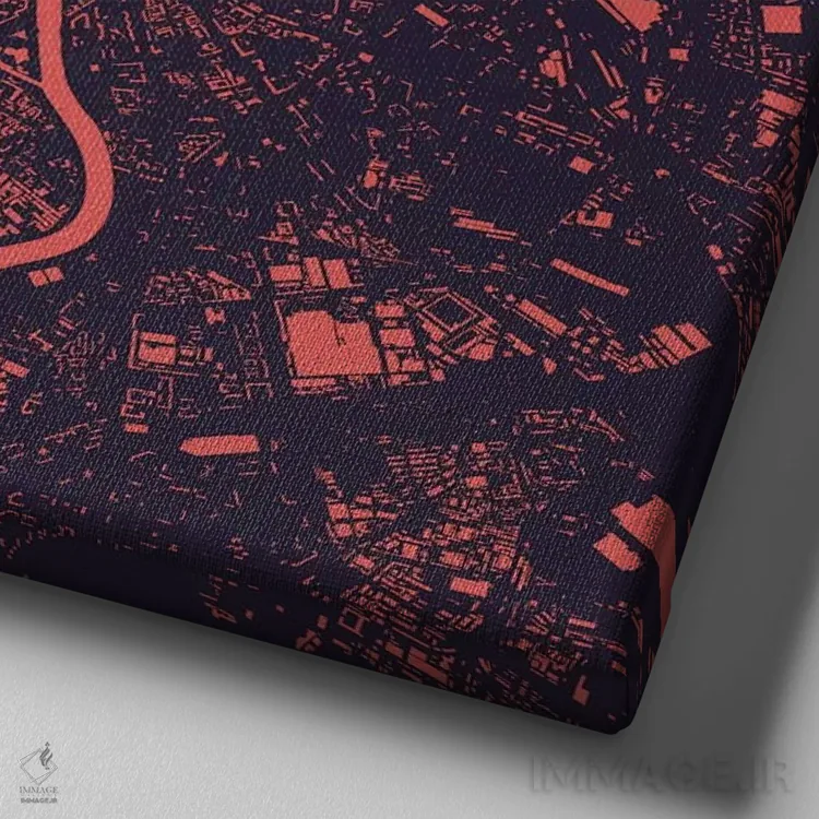 تابلو نقشه شهری مسکو (شب بنفش) اثر اوربانمپ (نقشه شهری؛ استودیو نقشه یا طراح) - نمای نزدیک بافت بوم