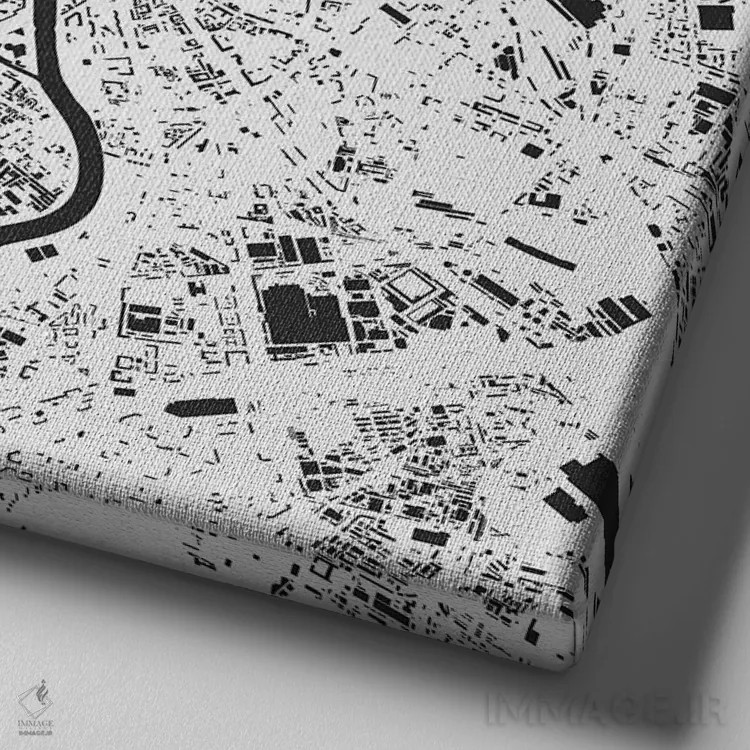 تابلو نقشه شهری مسکو (سفید) اثر اوربانمپ (نقشه شهری؛ استودیو نقشه یا طراح) - نمای نزدیک بافت بوم