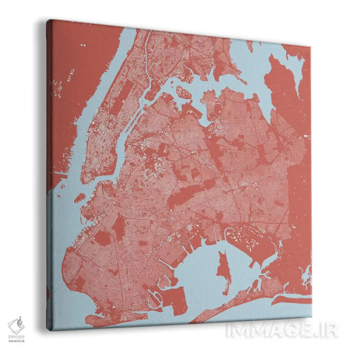 تابلو نقشه شهری نیویورک (صورتی) اثر اوربانمپ (نقشه شهری؛ استودیو نقشه یا طراح) - نمای پرسپکتیو محصول