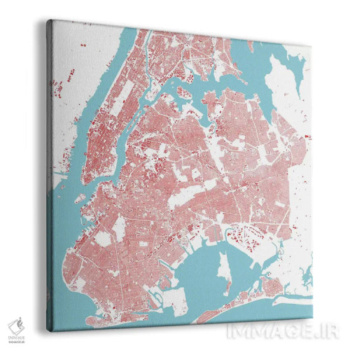 تابلو نقشه شهری نیویورک (قرمز) اثر اوربانمپ (نقشه شهری؛ استودیو نقشه یا طراح) - نمای پرسپکتیو محصول
