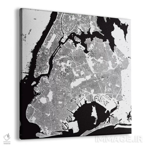 تابلو نقشه شهری نیویورک (سفید) اثر اوربانمپ (نقشه شهری؛ استودیو نقشه یا طراح) - نمای پرسپکتیو محصول