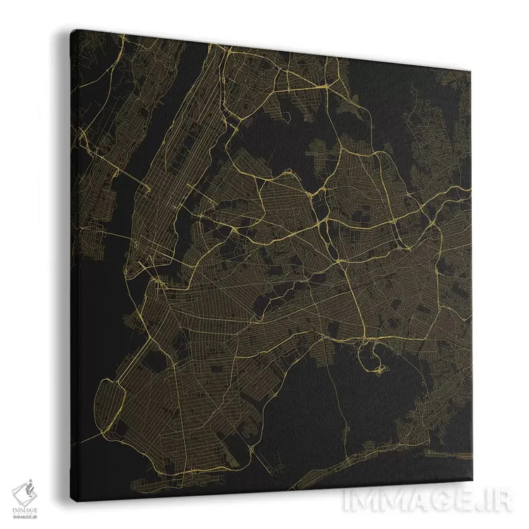 تابلو نقشه راههای شهری نیویورک (زرد) اثر اوربانمپ (نقشه شهری؛ استودیو نقشه یا طراح) - نمای پرسپکتیو محصول
