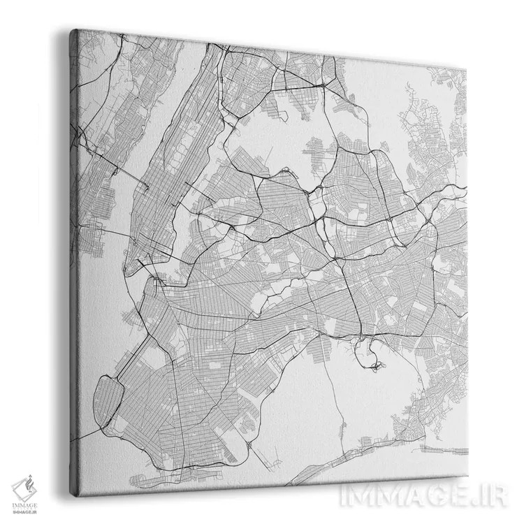 تابلو نقشه راههای شهری نیویورک (سفید) اثر اوربانمپ (نقشه شهری؛ استودیو نقشه یا طراح) - نمای پرسپکتیو محصول