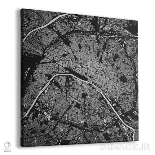 تابلو نقشه شهری پاریس (سیاه) اثر اوربانمپ (نقشه شهری؛ استودیو نقشه یا طراح) - نمای پرسپکتیو محصول