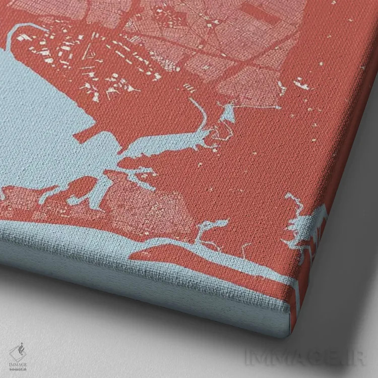 تابلو نقشه شهری نیویورک (صورتی) اثر اوربانمپ (نقشه شهری؛ استودیو نقشه یا طراح) - نمای نزدیک بافت بوم