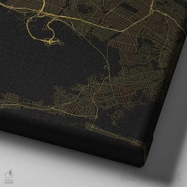 تابلو نقشه راههای شهری نیویورک (زرد) اثر اوربانمپ (نقشه شهری؛ استودیو نقشه یا طراح) - نمای نزدیک بافت بوم