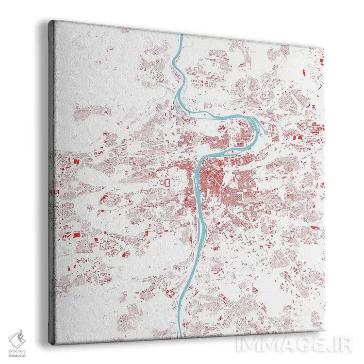 تابلو نقشهٔ شهری پراگ (قرمز) اثر اوربانمپ (نقشه شهری؛ استودیو نقشه یا طراح) - نمای پرسپکتیو محصول