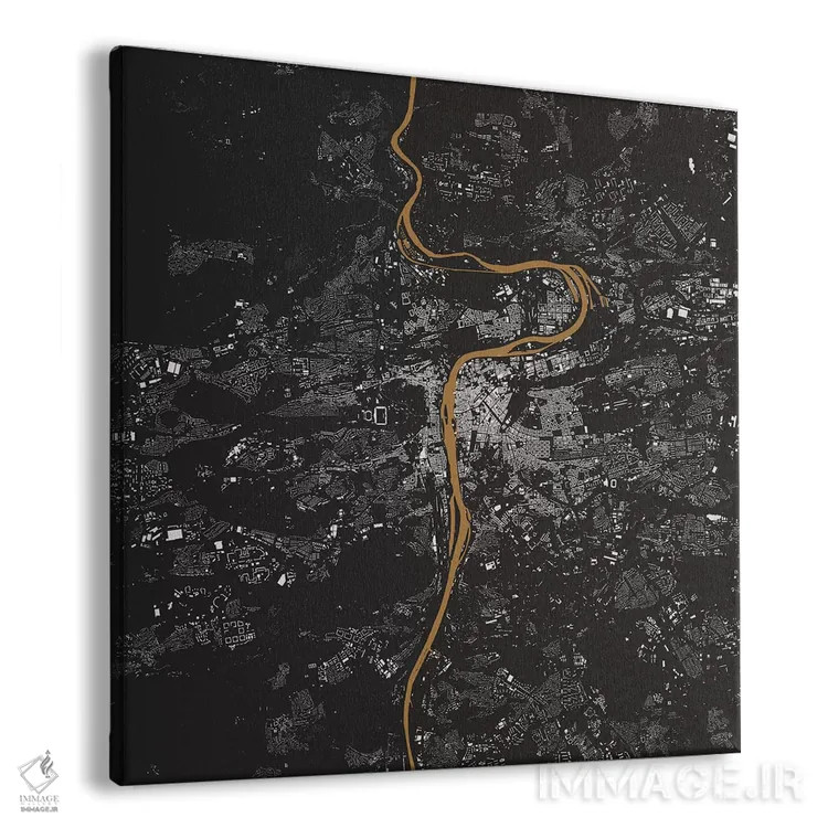 تابلو نقشهٔ شهری پراگ (طلایی) اثر اوربانمپ (نقشه شهری؛ استودیو نقشه یا طراح) - نمای پرسپکتیو محصول