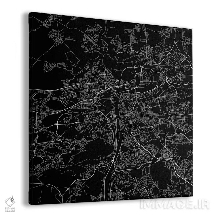 تابلو نقشهٔ جادههای شهری پراگ (سیاه) اثر اوربانمپ (نقشه شهری؛ استودیو نقشه یا طراح) - نمای پرسپکتیو محصول