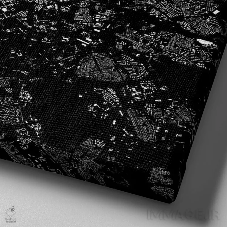 تابلو نقشهٔ شهری پراگ (سیاه) اثر اوربانمپ (نقشه شهری؛ استودیو نقشه یا طراح) - نمای نزدیک بافت بوم