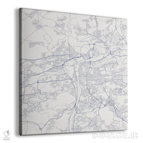 تابلو نقشهٔ جادههای شهری پراگ (آبی) اثر اوربانمپ (نقشه شهری؛ استودیو نقشه یا طراح) - نمای پرسپکتیو محصول