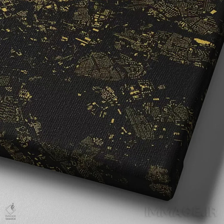 تابلو نقشهٔ شهری پراگ (زرد) اثر اوربانمپ (نقشه شهری؛ استودیو نقشه یا طراح) - نمای نزدیک بافت بوم