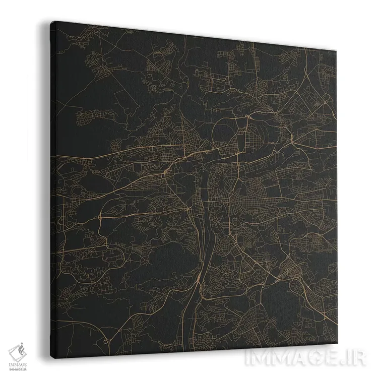 تابلو نقشهٔ جادههای شهری پراگ (طلایی) اثر اوربانمپ (نقشه شهری؛ استودیو نقشه یا طراح) - نمای پرسپکتیو محصول