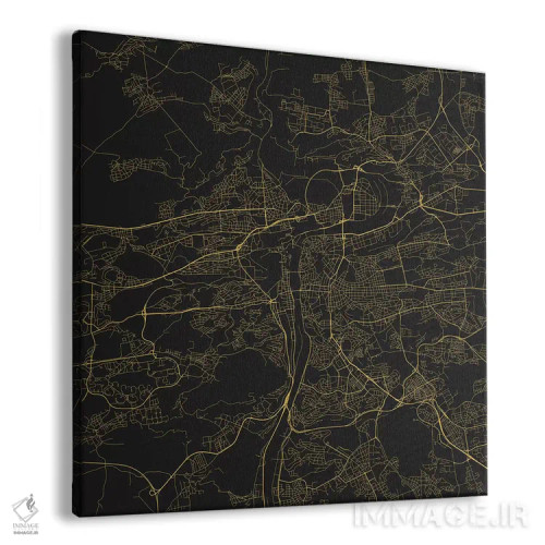 تابلو نقشهٔ جادههای شهری پراگ (زرد) اثر اوربانمپ (نقشه شهری؛ استودیو نقشه یا طراح) - نمای پرسپکتیو محصول
