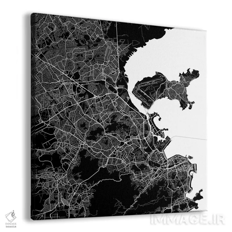 تابلو نقشهٔ شهری ریو دو ژانیرو (سیاه) اثر اوربانمپ (نقشه شهری؛ استودیو نقشه یا طراح) - نمای پرسپکتیو محصول