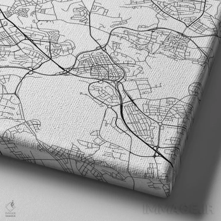 تابلو نقشهٔ جادههای شهری پراگ (سفید) اثر اوربانمپ (نقشه شهری؛ استودیو نقشه یا طراح) - نمای نزدیک بافت بوم