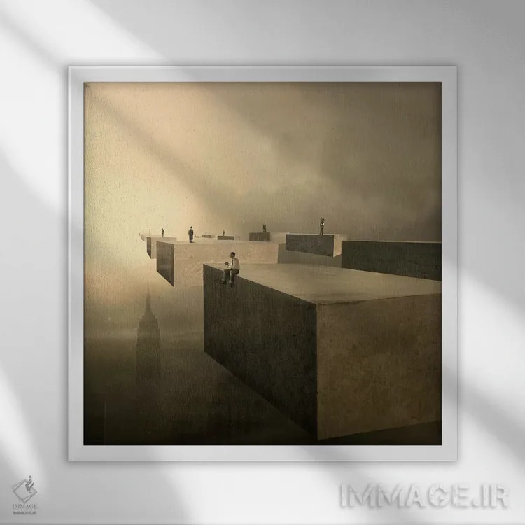 تابلو مسافران اثر اوگنی سولویف - نمای قابدار سفید