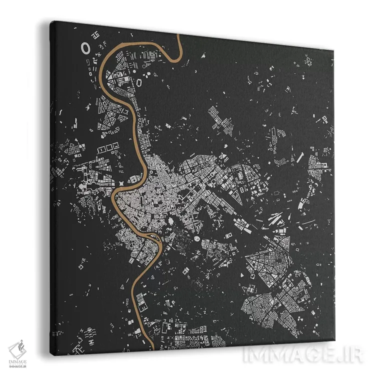 تابلو نقشهٔ شهری رم (سیاه و طلایی) اثر اوربانمپ (نقشه شهری؛ استودیو نقشه یا طراح) - نمای پرسپکتیو محصول