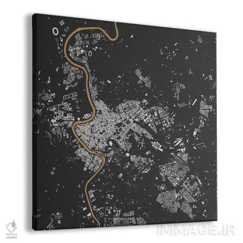 تابلو نقشهٔ شهری رم (سیاه و طلایی) اثر اوربانمپ (نقشه شهری؛ استودیو نقشه یا طراح) - نمای پرسپکتیو محصول