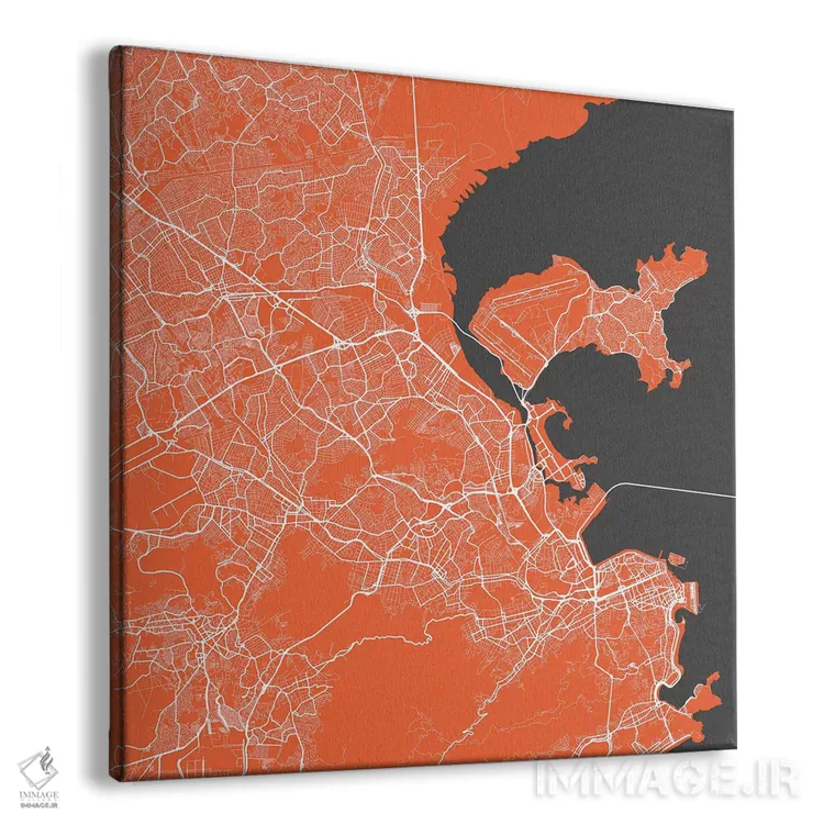 تابلو نقشهٔ شهری ریو دو ژانیرو (قرمز) اثر اوربانمپ (نقشه شهری؛ استودیو نقشه یا طراح) - نمای پرسپکتیو محصول