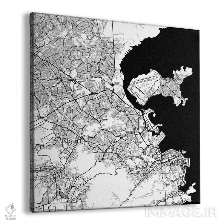 تابلو نقشهٔ شهری ریو دو ژانیرو (سفید) اثر اوربانمپ (نقشه شهری؛ استودیو نقشه یا طراح) - نمای پرسپکتیو محصول