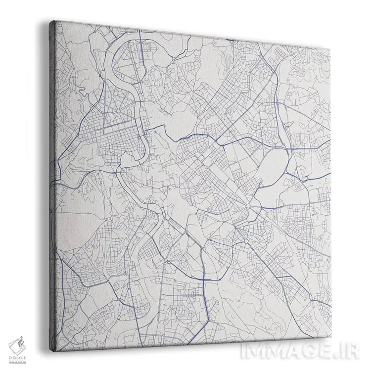 تابلو نقشهٔ جادههای شهری رم (آبی) اثر اوربانمپ (نقشه شهری؛ استودیو نقشه یا طراح) - نمای پرسپکتیو محصول