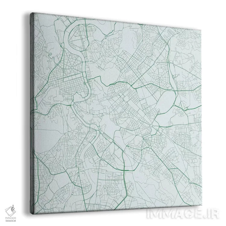 تابلو نقشهٔ جادههای شهری رم (سبز) اثر اوربانمپ (نقشه شهری؛ استودیو نقشه یا طراح) - نمای پرسپکتیو محصول