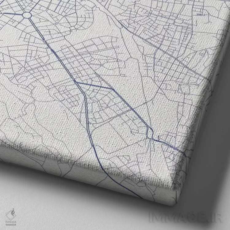 تابلو نقشهٔ جادههای شهری رم (آبی) اثر اوربانمپ (نقشه شهری؛ استودیو نقشه یا طراح) - نمای نزدیک بافت بوم