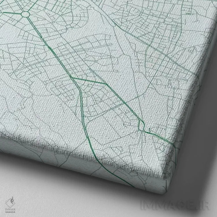 تابلو نقشهٔ جادههای شهری رم (سبز) اثر اوربانمپ (نقشه شهری؛ استودیو نقشه یا طراح) - نمای نزدیک بافت بوم