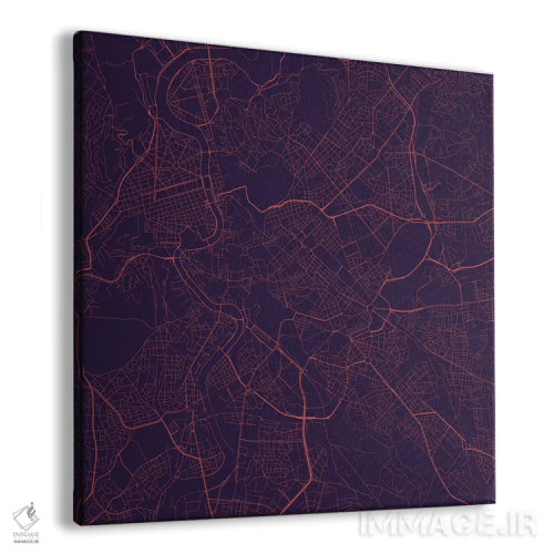 تابلو نقشهٔ جادههای شهری رم (شب بنفش) اثر اوربانمپ (نقشه شهری؛ استودیو نقشه یا طراح) - نمای پرسپکتیو محصول
