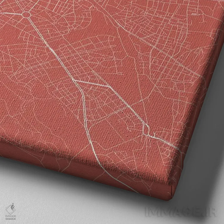 تابلو نقشهٔ جادههای شهری رم (صورتی) اثر اوربانمپ (نقشه شهری؛ استودیو نقشه یا طراح) - نمای نزدیک بافت بوم