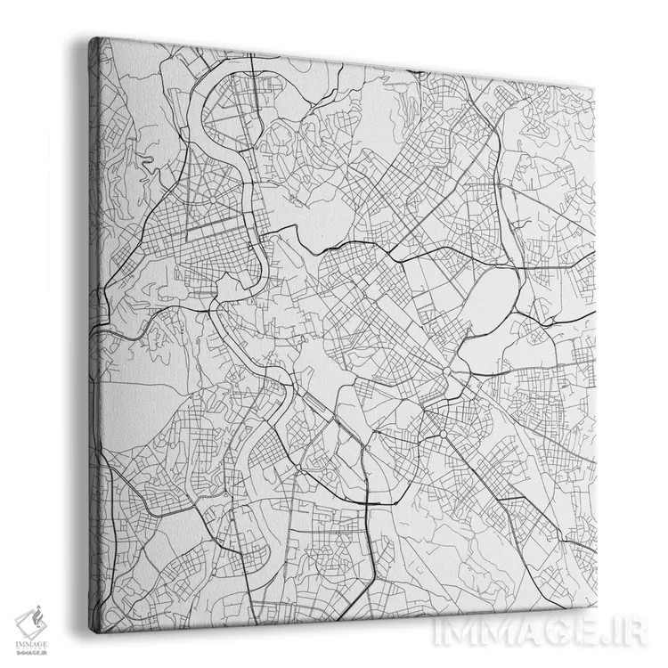 تابلو نقشهٔ جادههای شهری رم (سفید) اثر اوربانمپ (نقشه شهری؛ استودیو نقشه یا طراح) - نمای پرسپکتیو محصول