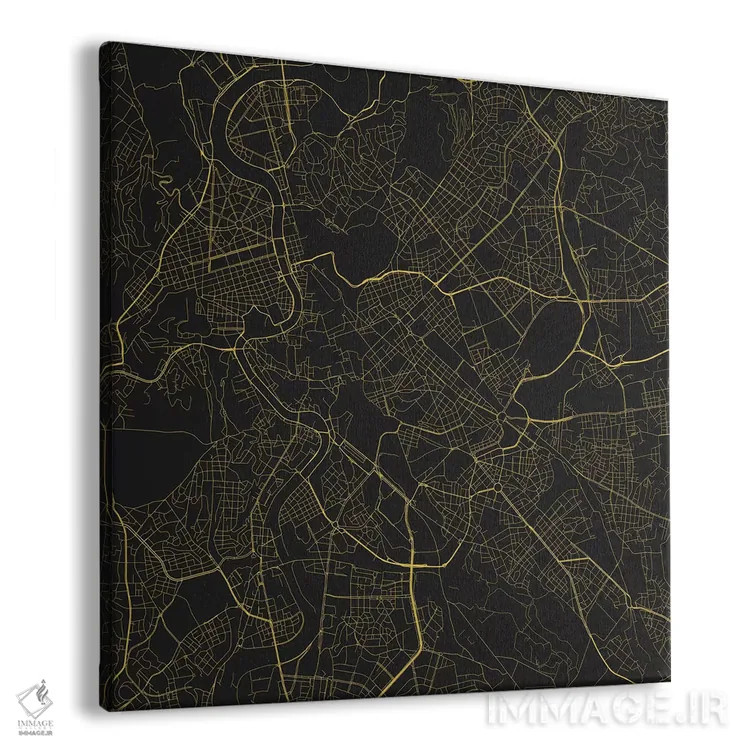 تابلو نقشهٔ جادههای شهری رم (زرد) اثر اوربانمپ (نقشه شهری؛ استودیو نقشه یا طراح) - نمای پرسپکتیو محصول