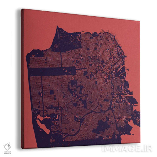 تابلو نقشهٔ شهری سان فرانسیسکو (شب بنفش) اثر اوربانمپ (نقشه شهری؛ استودیو نقشه یا طراح) - نمای پرسپکتیو محصول