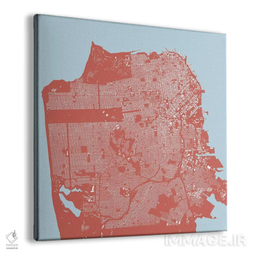 تابلو نقشهٔ شهری سان فرانسیسکو (صورتی) اثر اوربانمپ (نقشه شهری؛ استودیو نقشه یا طراح) - نمای پرسپکتیو محصول